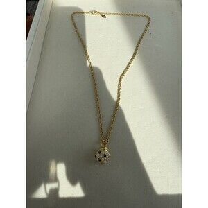VINTAGE NOLAN MILLER CRYSTAL BLUE RHINESTONE BALL PENDANT NECKLACE 24”